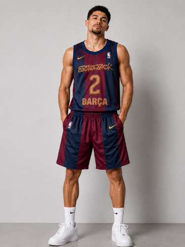 ست رکابی و شورت بسکتبال بارسلونا طرح Barça 2 | سایزبندی XL تا 5XL