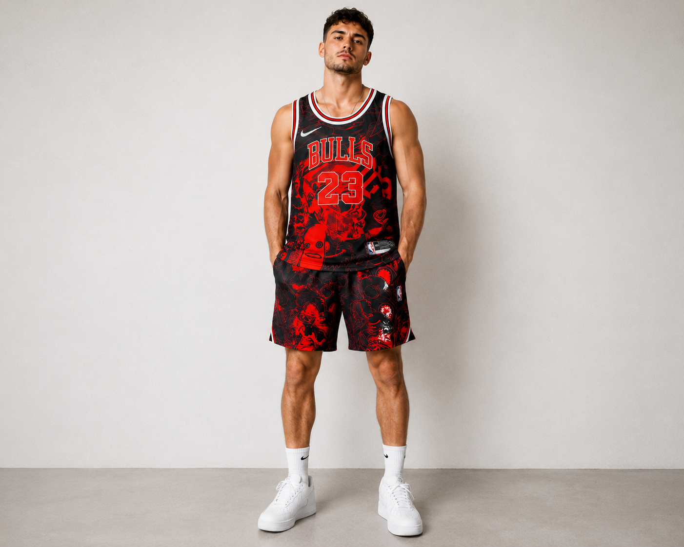 ست رکابی و شورت بسکتبال شیکاگو بولز طرح Jordan 23 | سایزبندی XL تا 5XL